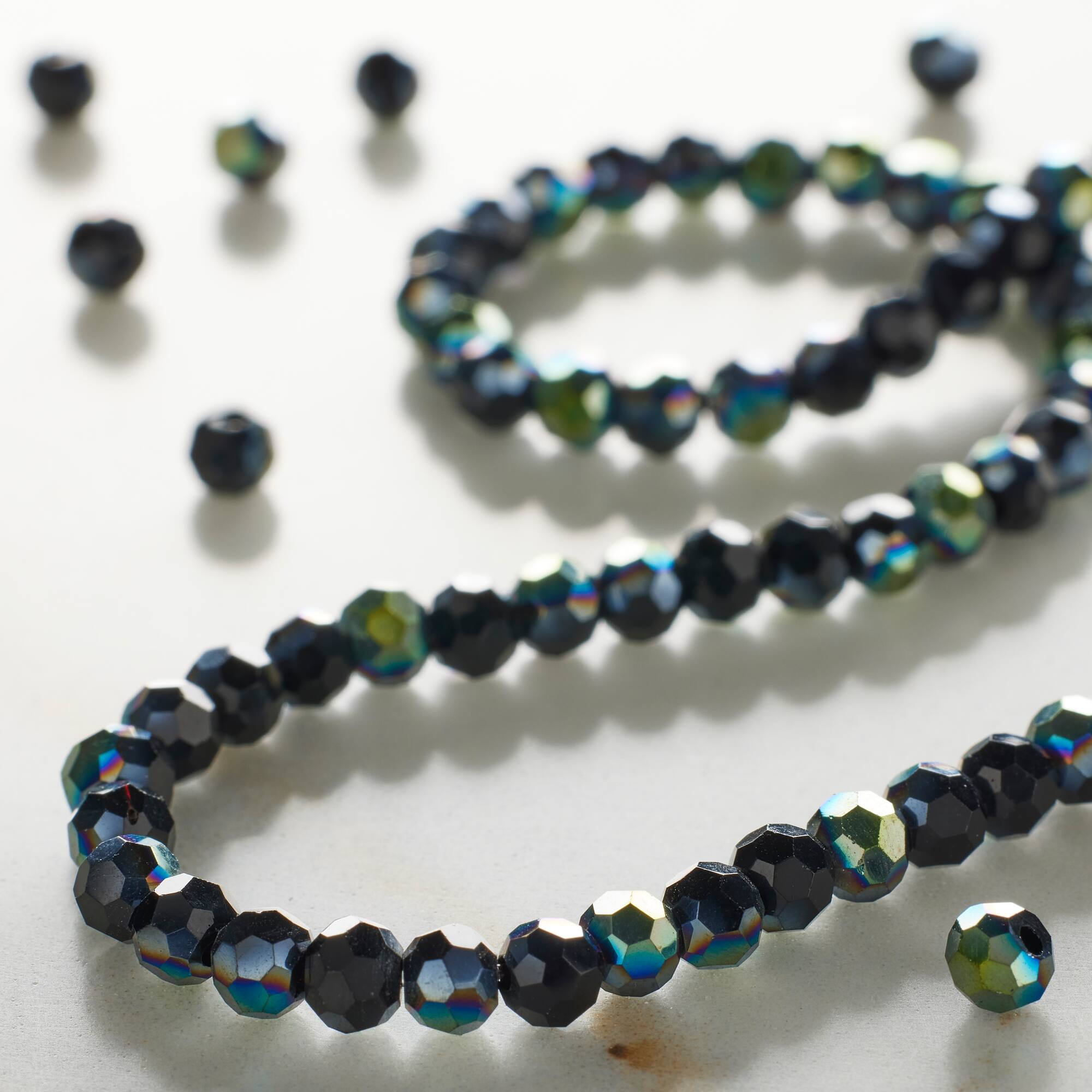 Black Small Glass Faceted Round Beads, 2mm by Bead Landing™
